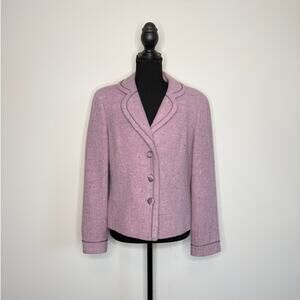 Lavender Wool Rabbit Hair Blazer Jacket | Soft Tailored Spring Tweed